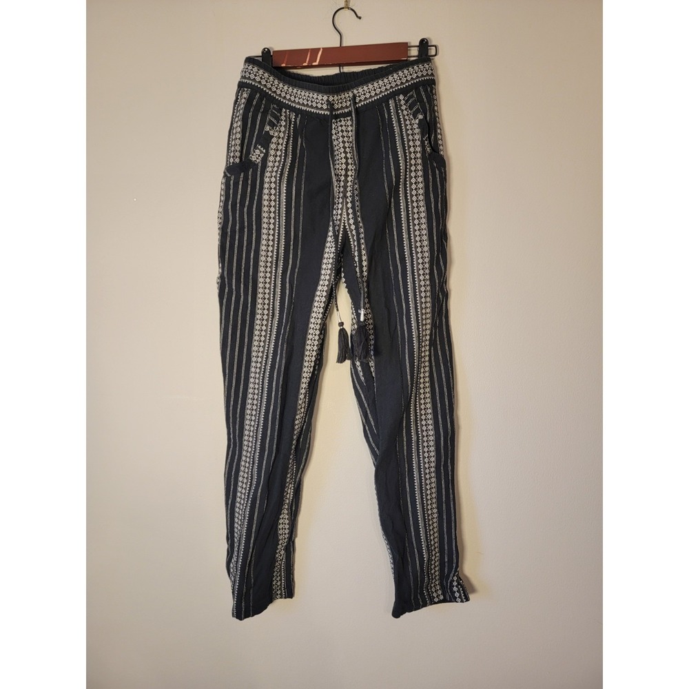 Anthropologie Embroidered Linen Blend Balloon Pants Black XS‎  Boho Chic